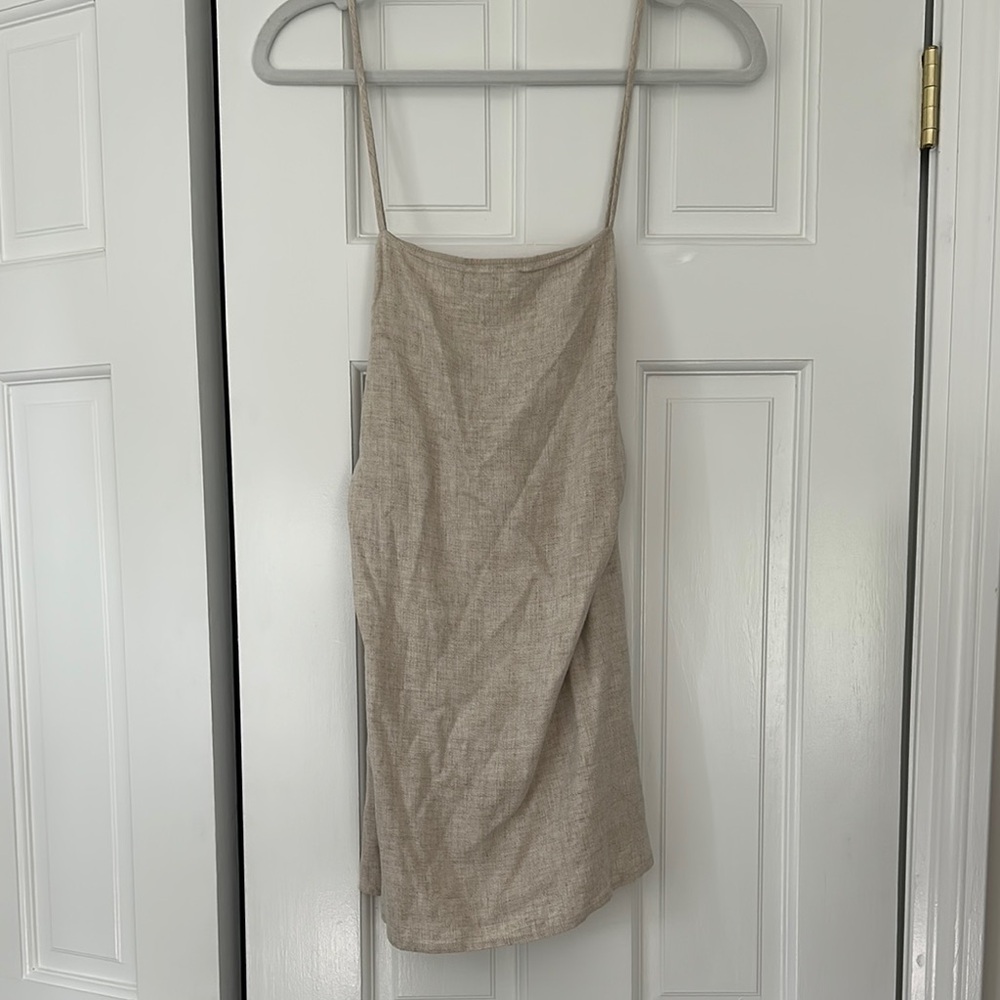 Skylar + Madison Beige Sleeveless Mini Dress
